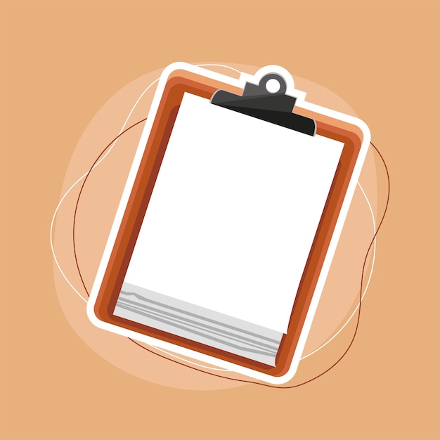 Vector office clipboard with paper