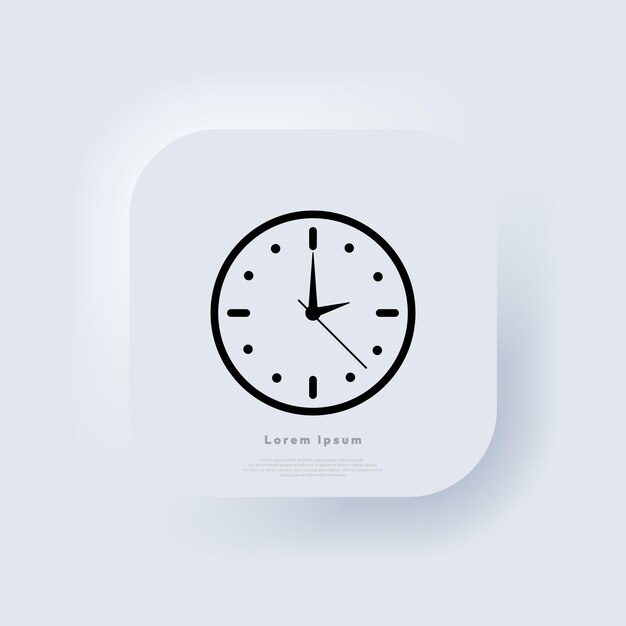 Office clock icon. time and clock icons. user interface elements for mobile app. neumorphic ui ux white user interface web button. neumorphism. vector illustration.