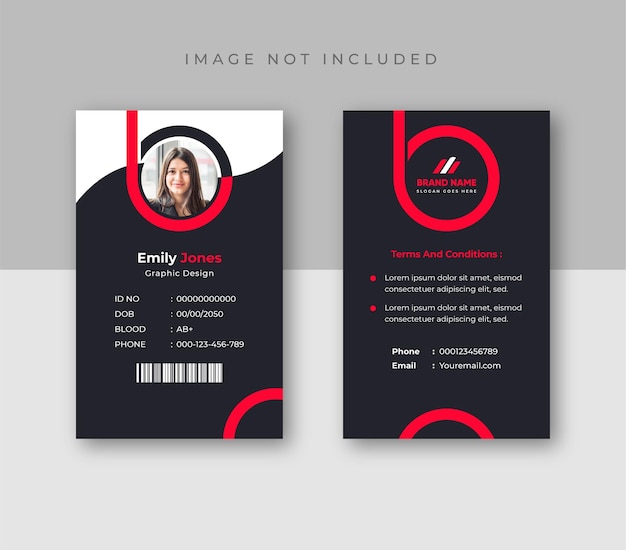 Vector office dark business id-kaart met einimalist elements-sjabloon