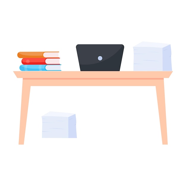 Vector office desk flat icon design