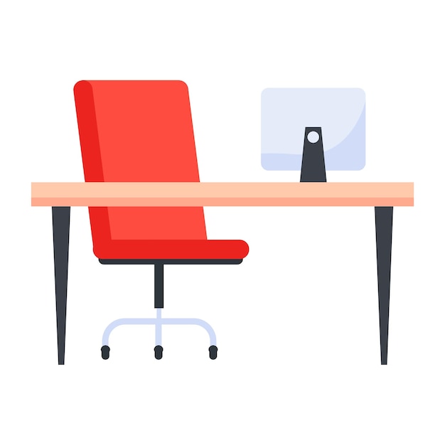 Office desk flat icon design 