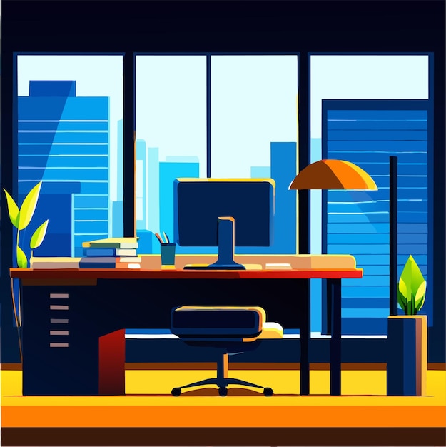 Office desk vector illustration