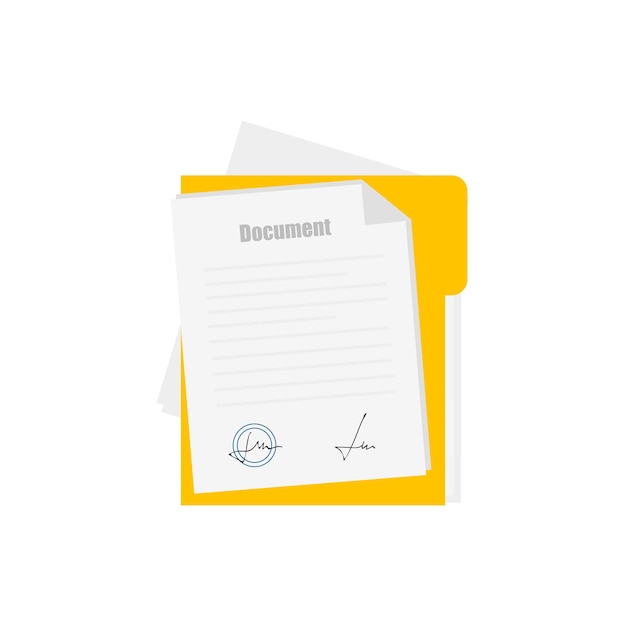 office document. contract approved. vector flat illustration. paper document page icon