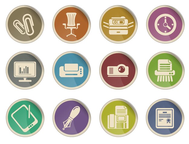 Office eenvoudige vector icon set