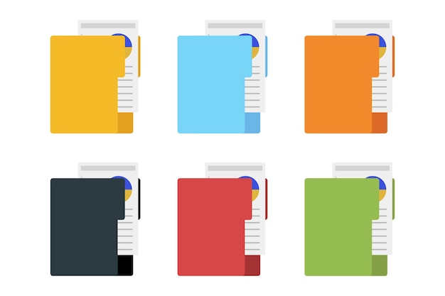 Vector office folder multiple colours set