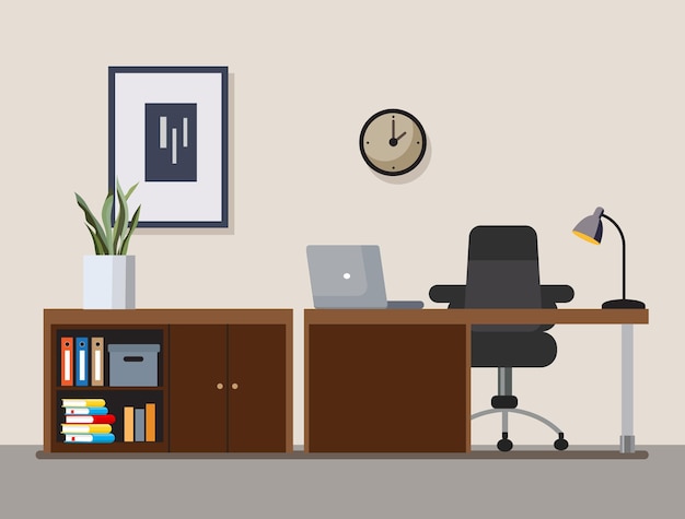 Office furniture Director's office Workplace Vector illustration
