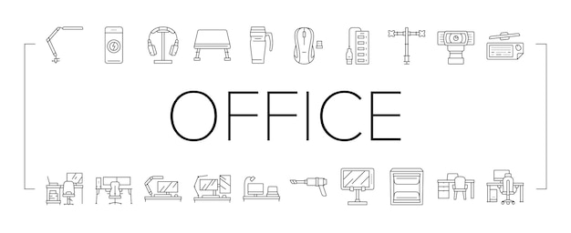 Office gadget computer business icons set vector
