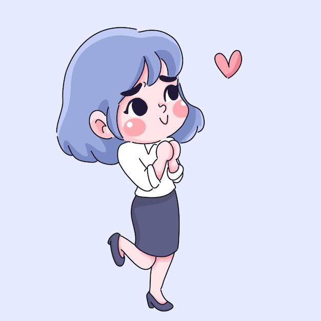 office girl like it cartoon character illustration