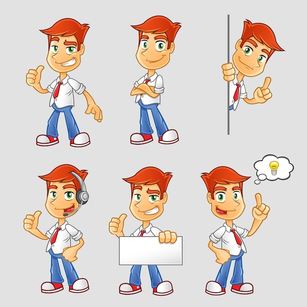 Vector office guy poses