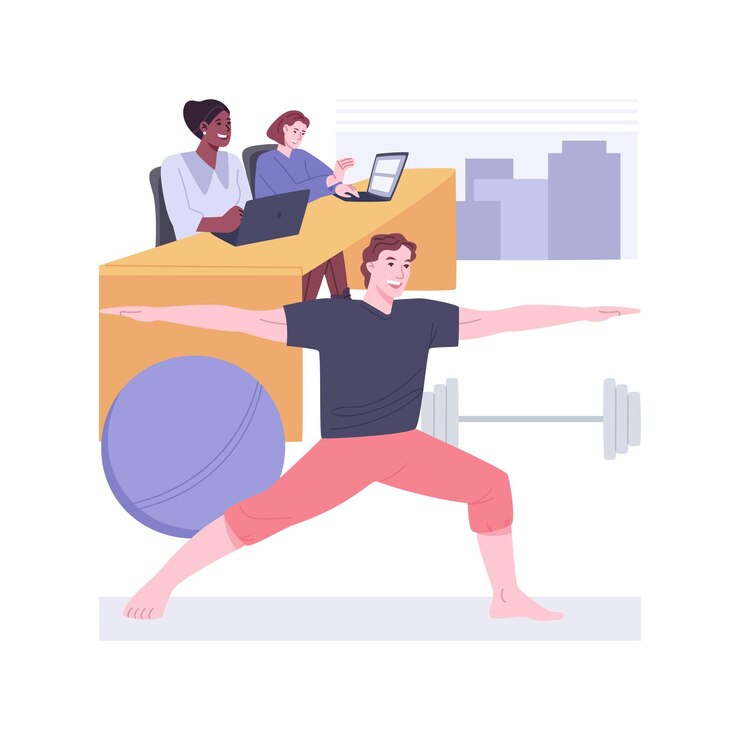 Vector office gym isolated cartoon vector illustrations