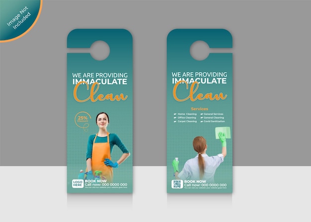 Office, home, laundry cleaning door hanger template, or cleaning service door hanger design template