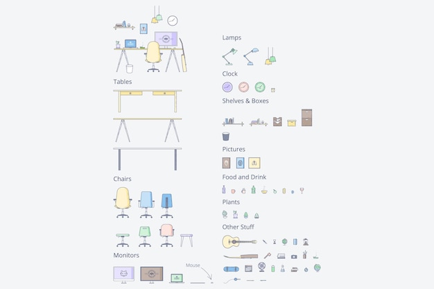 office and home office elements collection