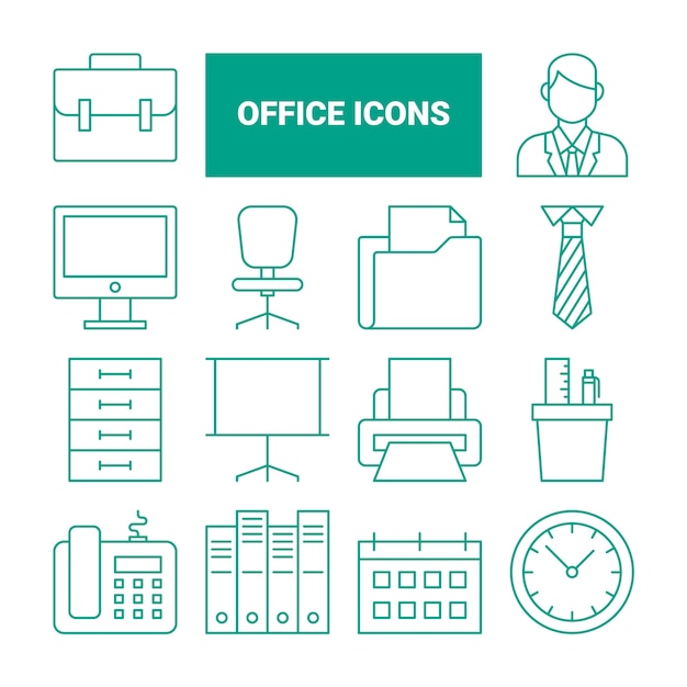 Vector office icons set