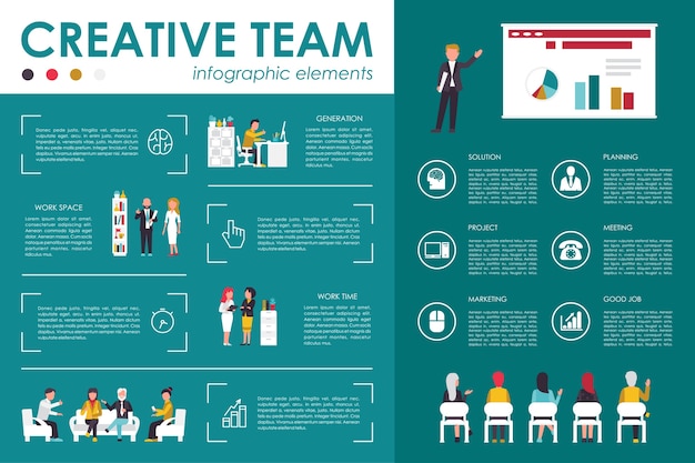 Vector office infographic flat vector illustration