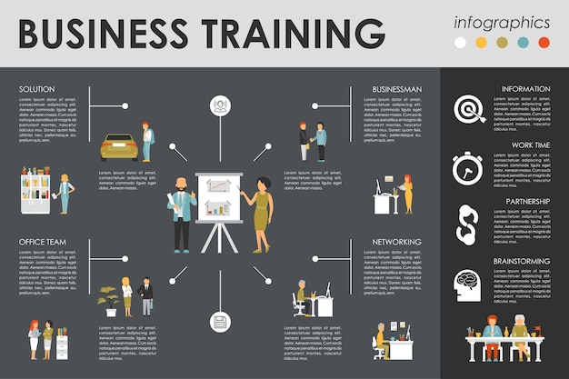 Office infographic flat vector illustration