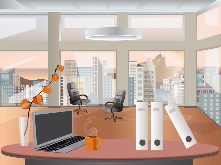 Vector office interior vector business background
