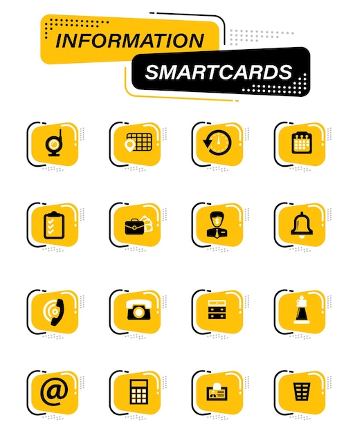 Office kleur vector iconen op informatie smartcards voor gebruikersinterfaceontwerp