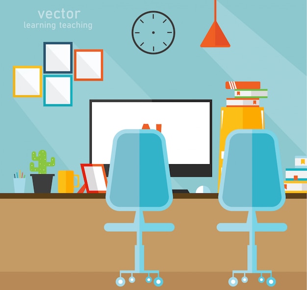 Vector office  learning and teaching vector illustration