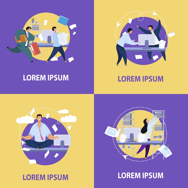 Office Life platte illustraties collectie