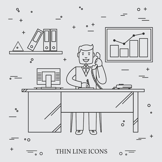 Office man Business man Thin line icon for web and mobile Vector