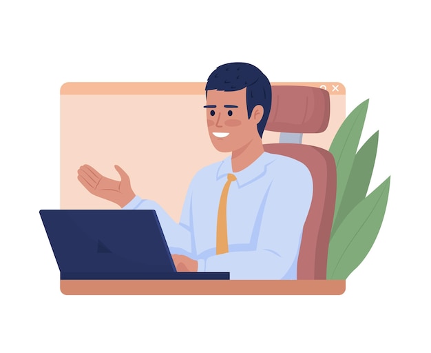 Office manager flat concept vector illustration