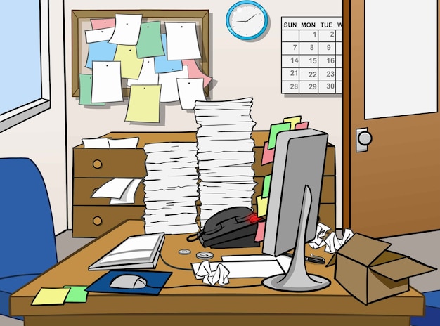 Messy office desk Vectors & Illustrations for Free Download | Freepik