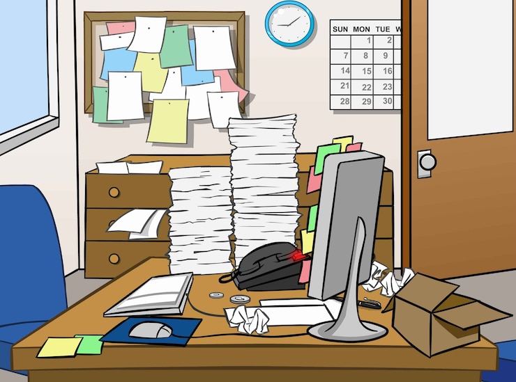 Vector office messy side