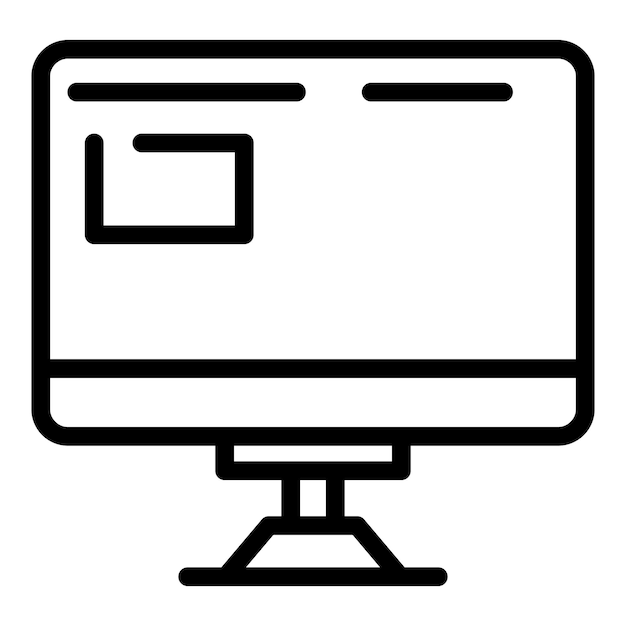 Vector office monitorpictogram overzicht office monitor vector pictogram voor webdesign geïsoleerd op een witte achtergrond