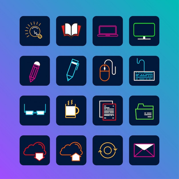 Office Neon Icon set