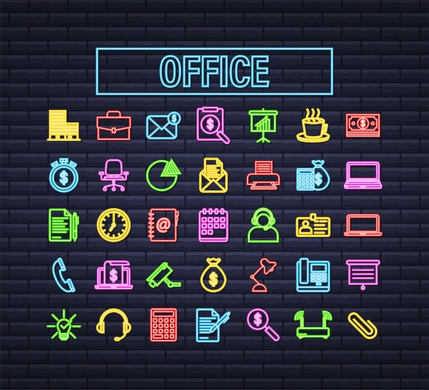 Office neon icon. Web icon set. Office, great design for any purposes. Vector stock illustration.