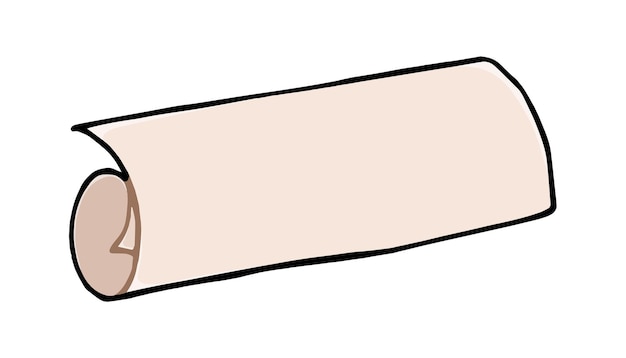 Vettore carta da ufficio arrotolata in un cartone animato lineare di doodle di rotolo