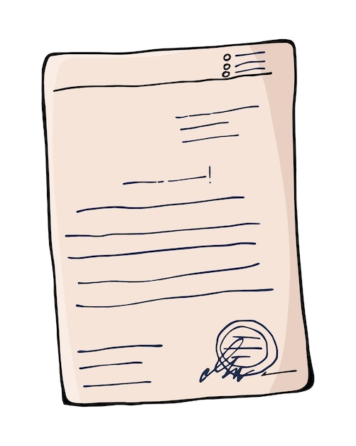 Офисная бумага с заявлением или пояснительной карикатурой на каракули