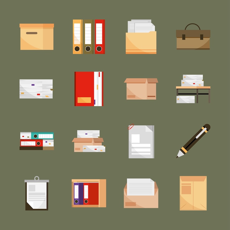 Vector office paperwork icon set