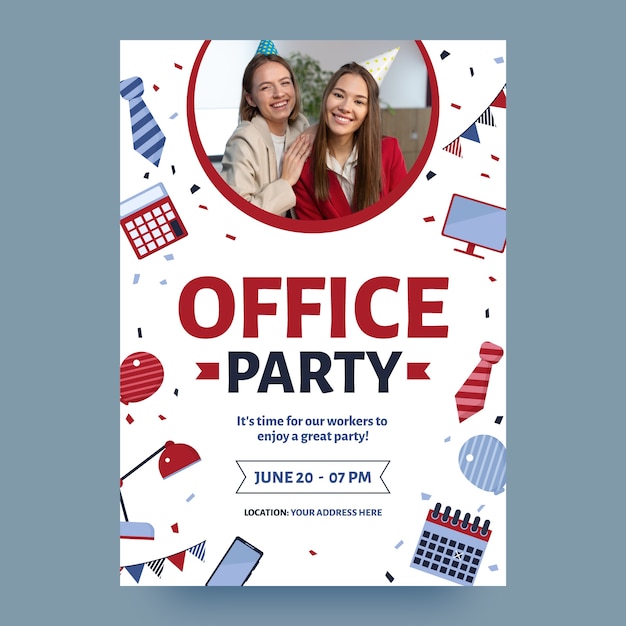 Vector office party template design