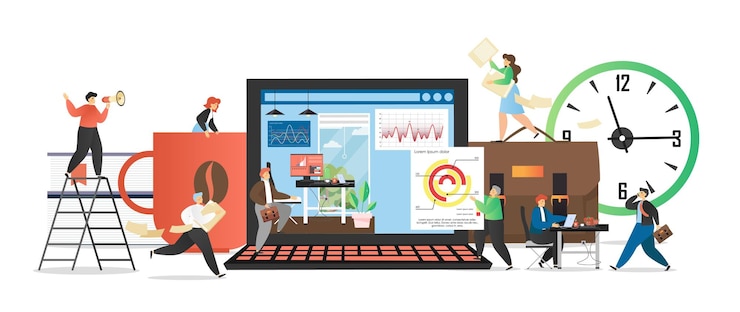 Vector office people daily routine vector flat illustration