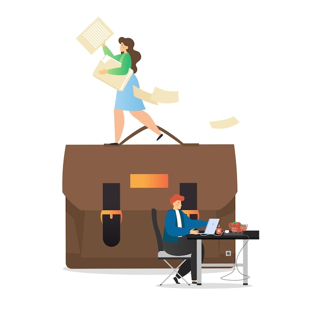 Office people daily routine vector flat illustration