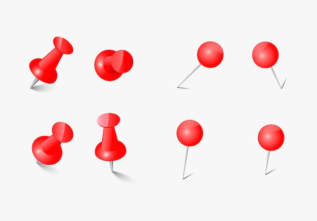 ベクトル オフィスピン設定描画ピンボタンベクトル赤いピン