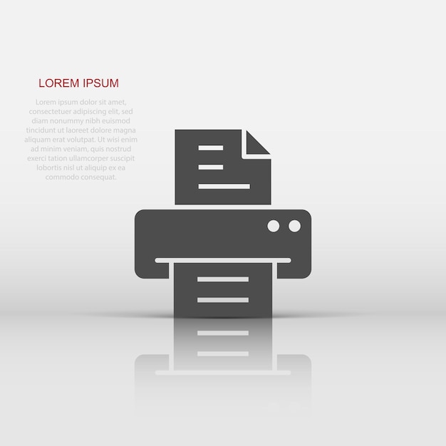 Office printer icon in flat style Fax vector illustration on white isolated background Text printout business concept