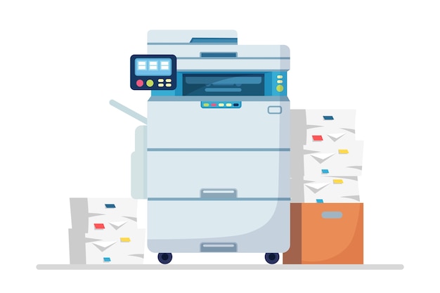 Office printing machine illustration