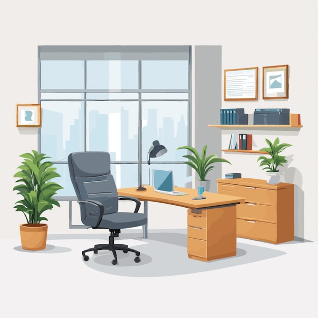 Office room cartoon vector