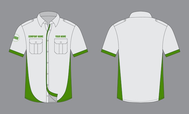 Vector office shirt mockup vector illustration front and back view