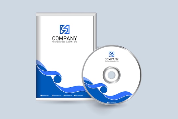 Office simple blue DVD Cover and Label template