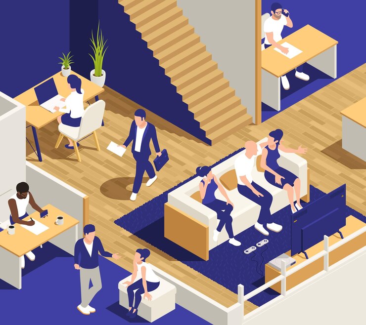 Vector office sitting people composition