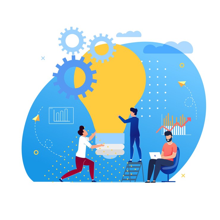 Vector office situation support for ideas cartoon flat.