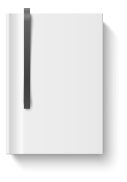 Vettore cancelleria per ufficio blocco note bianco realistico con segnalibro quaderno pianificatore copertina libro vuoto organizzatore di carta notebook con ombra libro di testo con copertina rigida mockup di design tascabile vettoriale