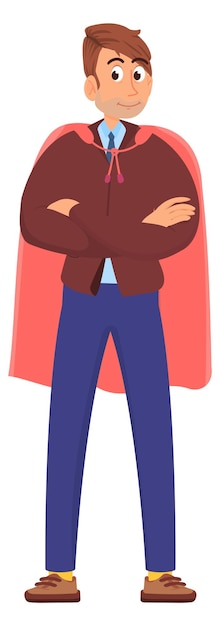 Uomo supereroe d'ufficio superpotere di lavoro personaggio di cartone animato isolato su sfondo bianco
