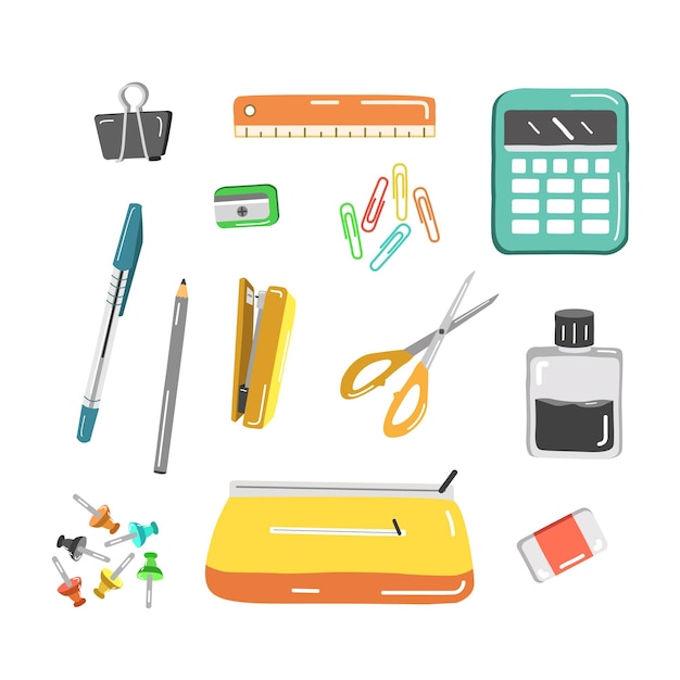 Office supplies collection illustration