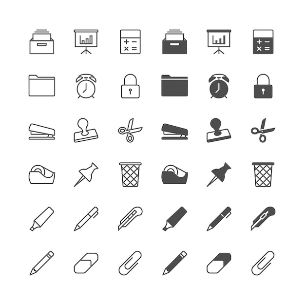 Vector office supplies icons