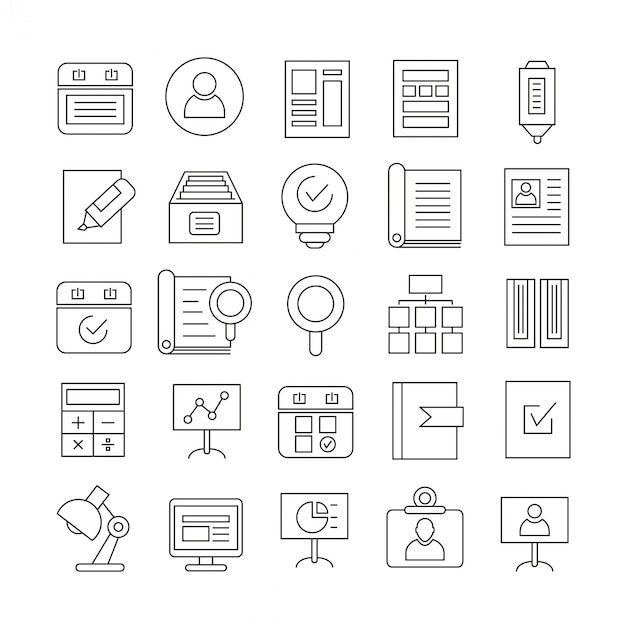 Vector office supply line icons