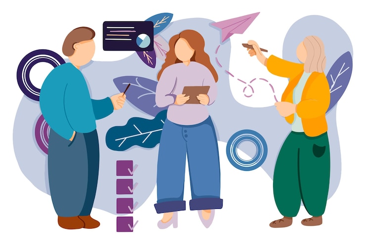 Vector office team. presentation. businesswoman and businessman. economic and finance. flat business art